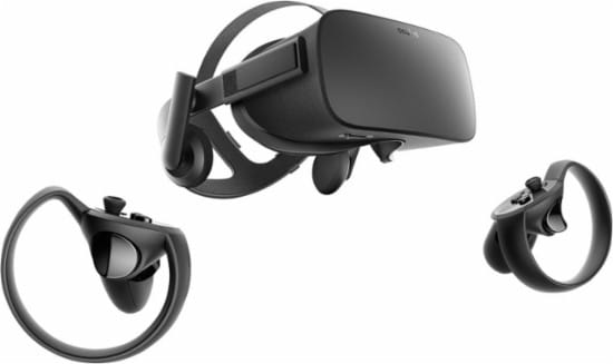 A black VR headset